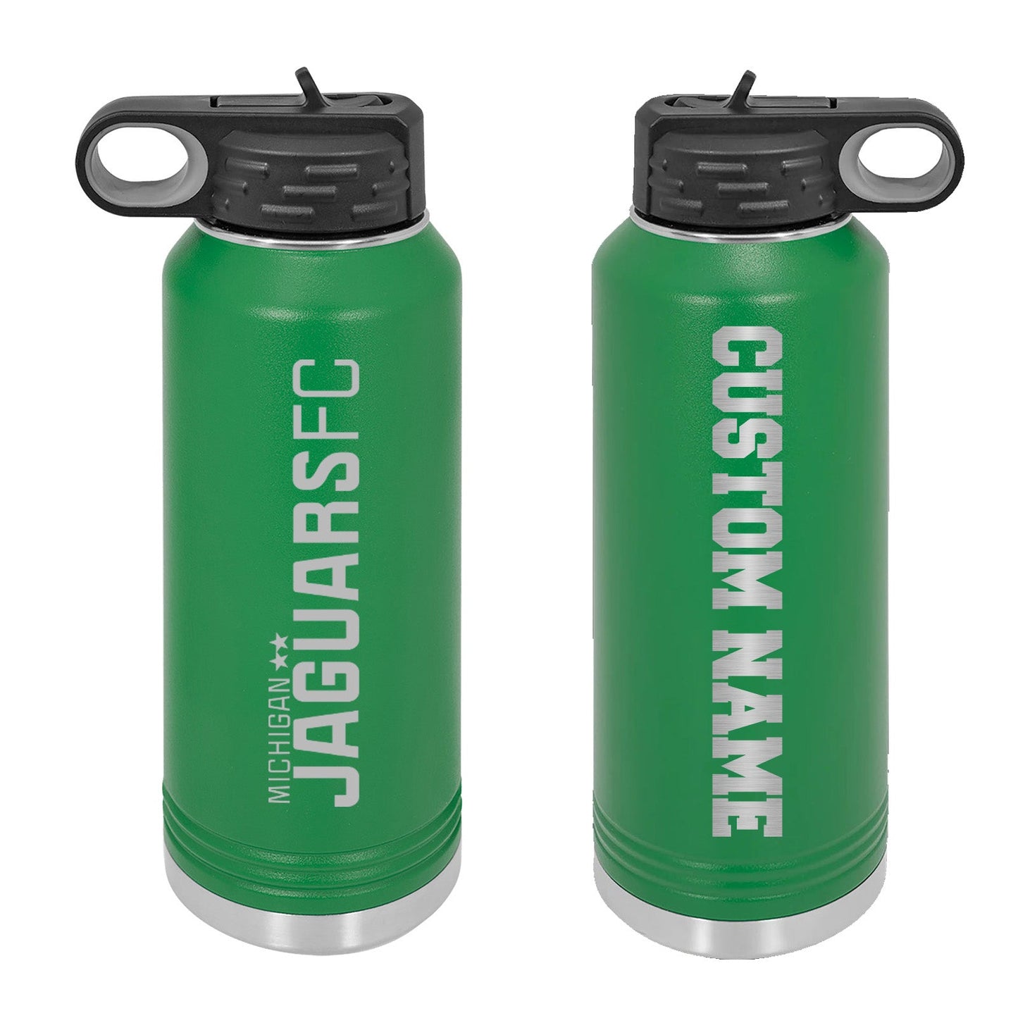 Jaguars Custom Name and Number Laser Engraved 32oz Water Bottle with Flip Lid - Mato & Hash