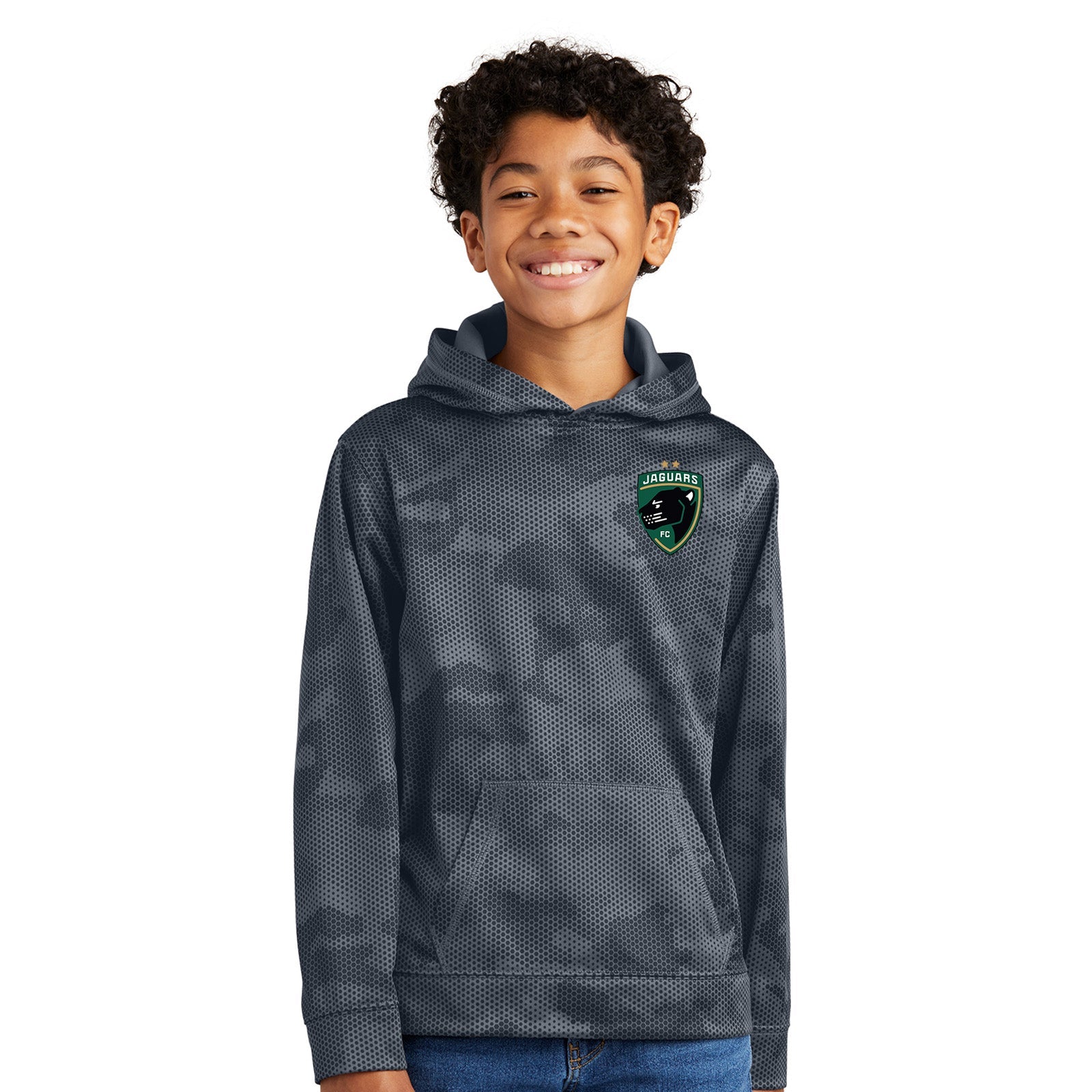 Jaguars Sport-Tek® Youth Sport-Wick® CamoHex Fleece Hooded Pullover Printed - Mato & Hash