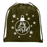 Joy to the World Ornament Mini Polyester Drawstring Bag - Mato & Hash