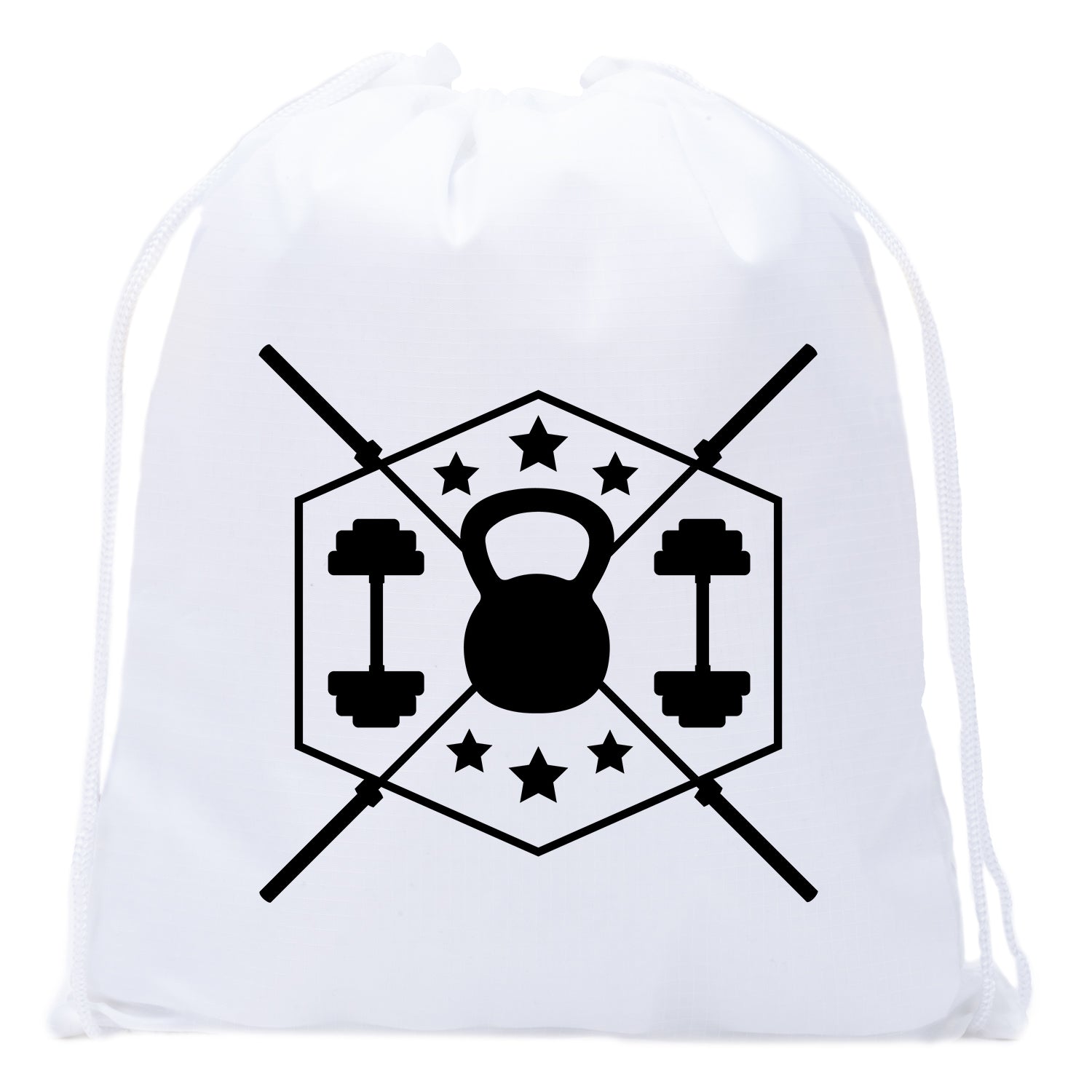 Kettlebell, Dumbbells & Barbells Shield Polyester Drawstring Bag - Mato & Hash