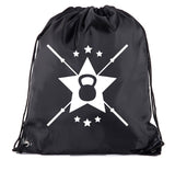 Kettlebell Stars & Barbells Polyester Drawstring Bag