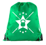 Kettlebell Stars & Barbells Polyester Drawstring Bag - Mato & Hash
