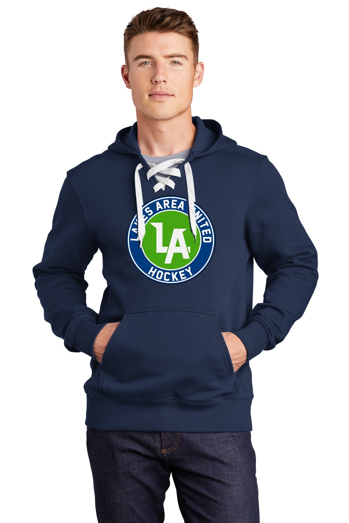 Lake United Hockey Sport-Tek® Lace Up Pullover Hooded Sweatshirt Custom Name - Mato & Hash