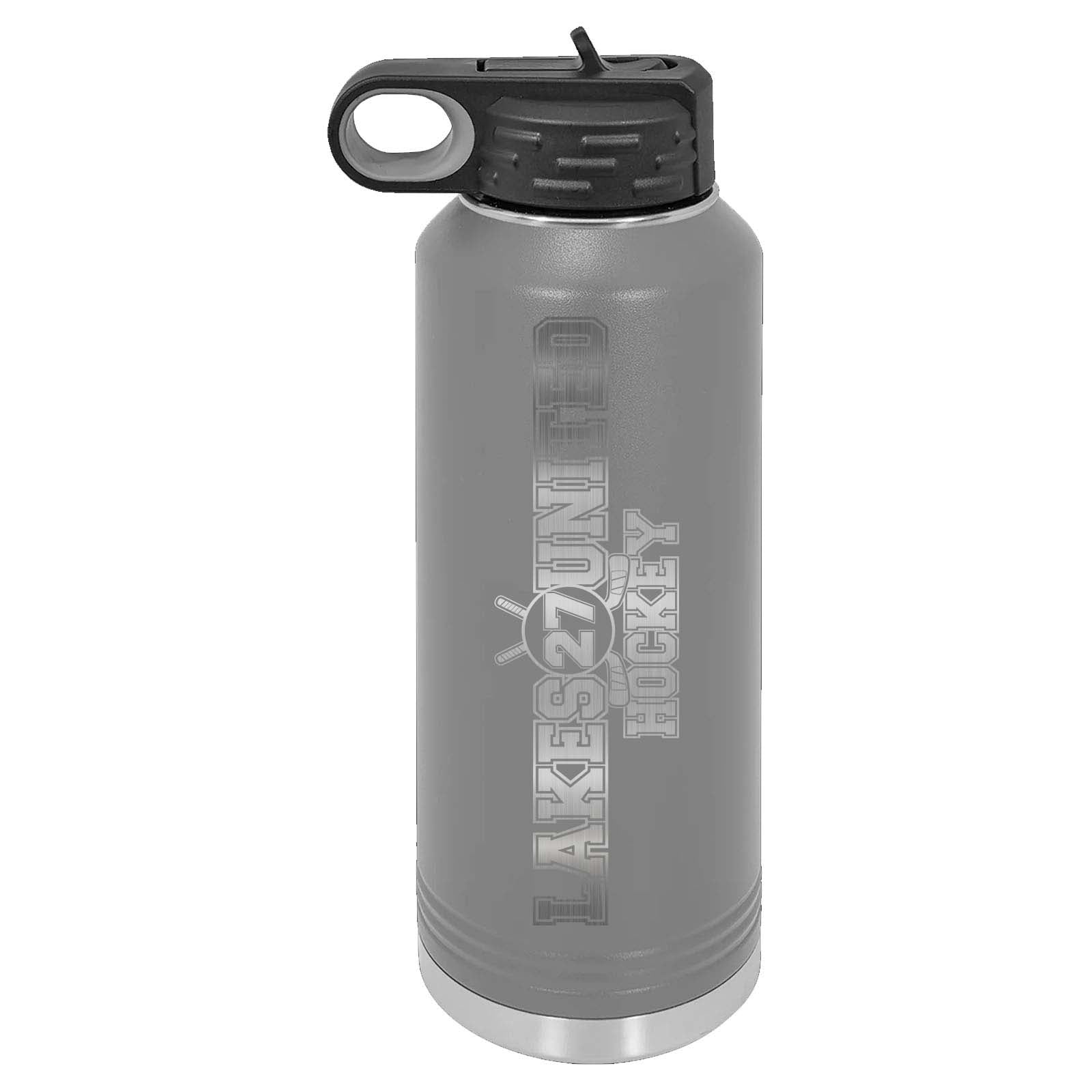 Lakes United Hockey Laser Engraved 32oz Water Bottle with Flip Lid and Custom Number - Mato & Hash