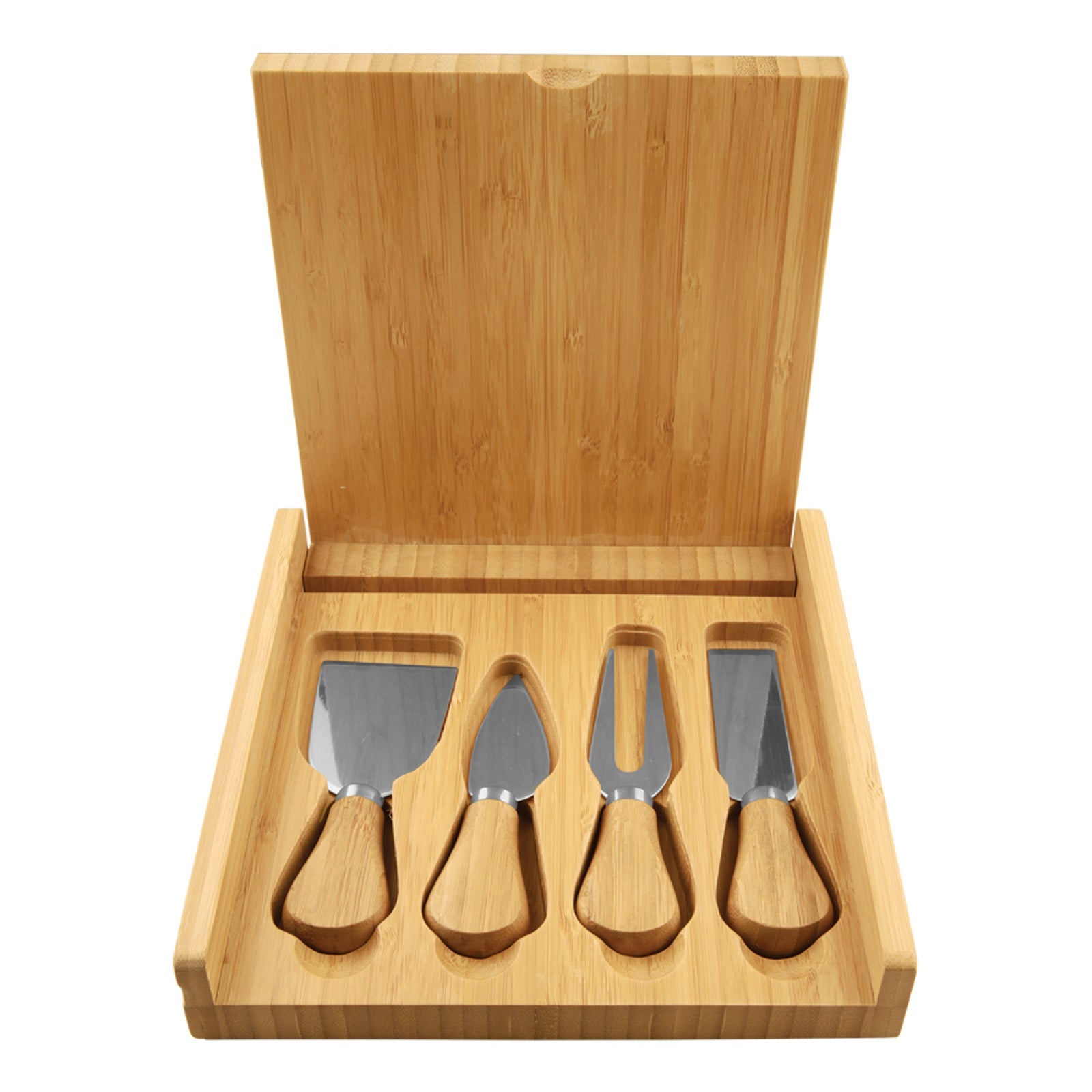 Laser Engraved 8" x 8" Bamboo Cheese Set with 4 Utensils - Mato & Hash