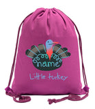 Little Turkey Custom Name Thanksgiving Cotton Drawstring Bag - Mato & Hash