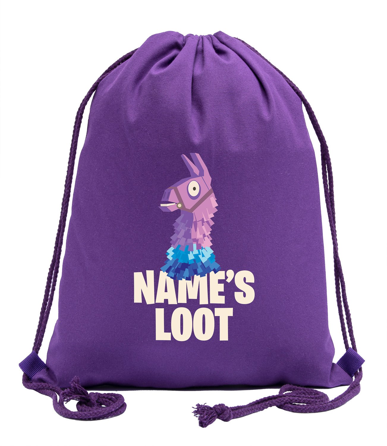 Llama Pinata Custom Name's Loot Halloween Cotton Drawstring Bag - Mato & Hash