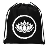 Lotus Flower Mini Polyester Drawstring Bag