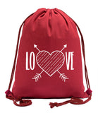 Love + Heart & Arrows Valentine's Day Cotton Drawstring Bag - Mato & Hash