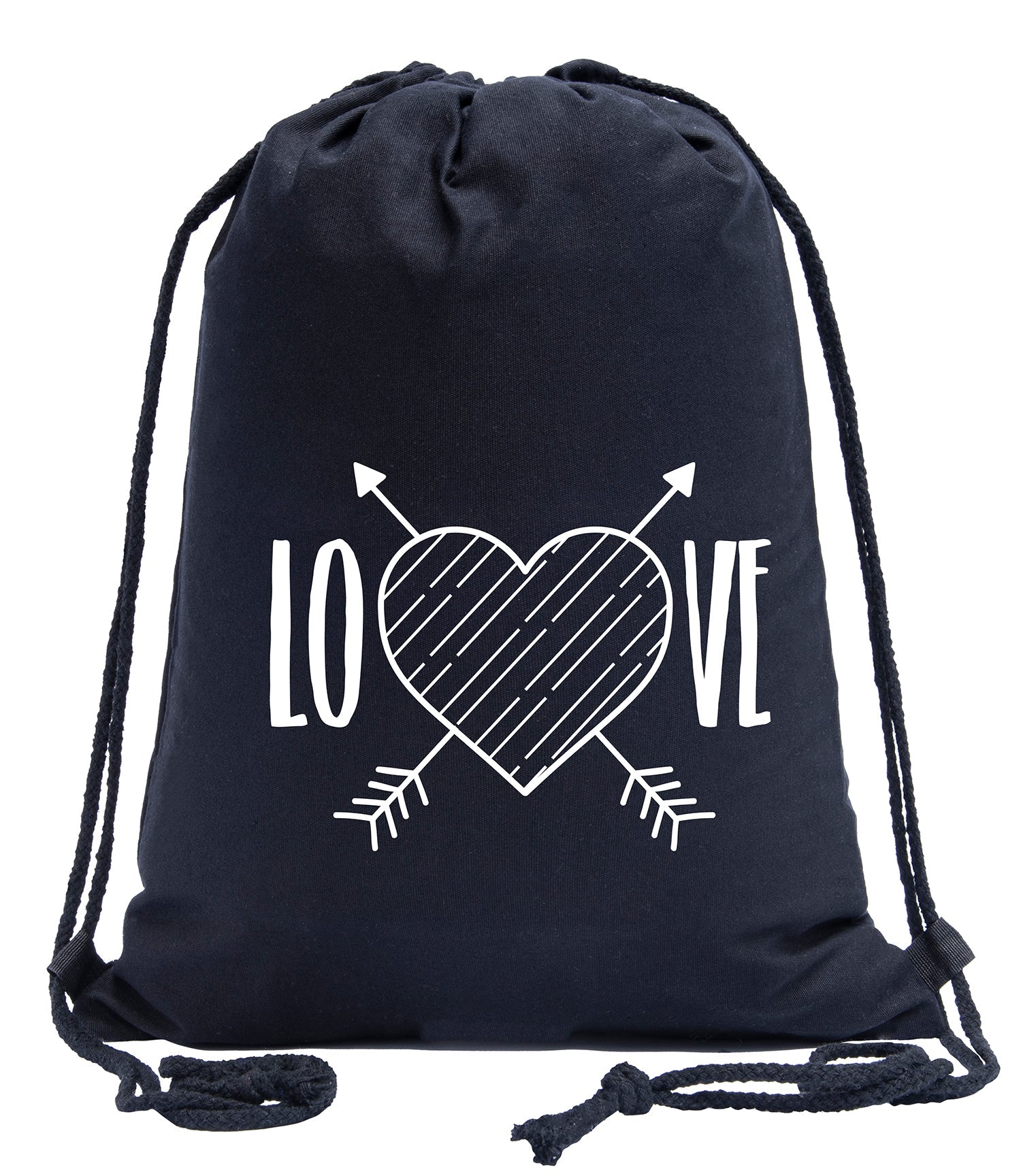 Love + Heart & Arrows Valentine's Day Cotton Drawstring Bag - Mato & Hash