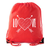 Love + Hearts & Arrows Valentine's Day Polyester Drawstring Bag - Mato & Hash