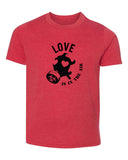 Love Is In The Air + Gas Mask Kids T Shirts