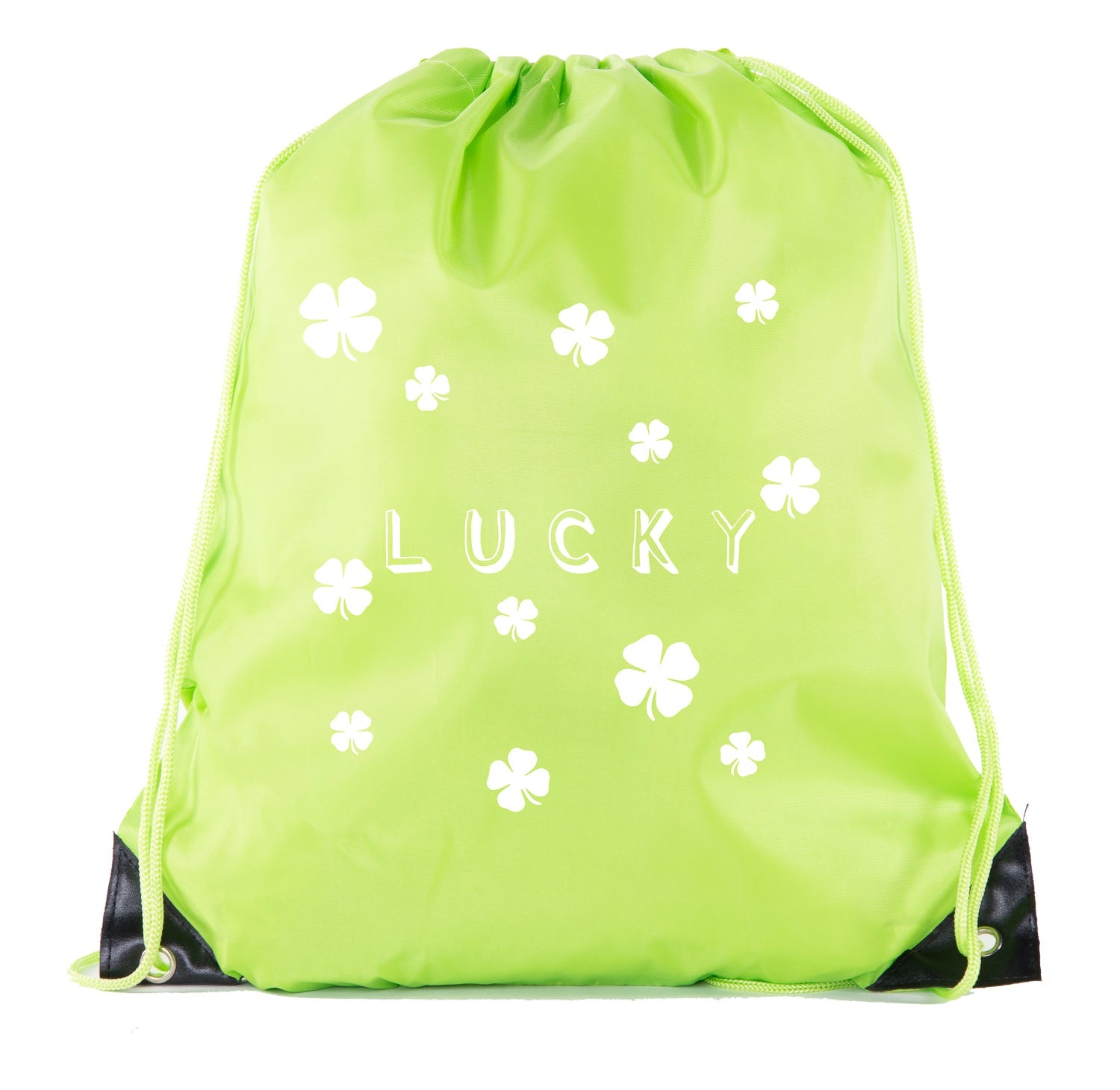 Lucky St. Patrick's Day Shamrocks Polyester Drawstring Bag - Mato & Hash