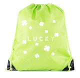 Lucky St. Patrick's Day Shamrocks Polyester Drawstring Bag - Mato & Hash