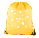 Lucky St. Patrick's Day Shamrocks Polyester Drawstring Bag