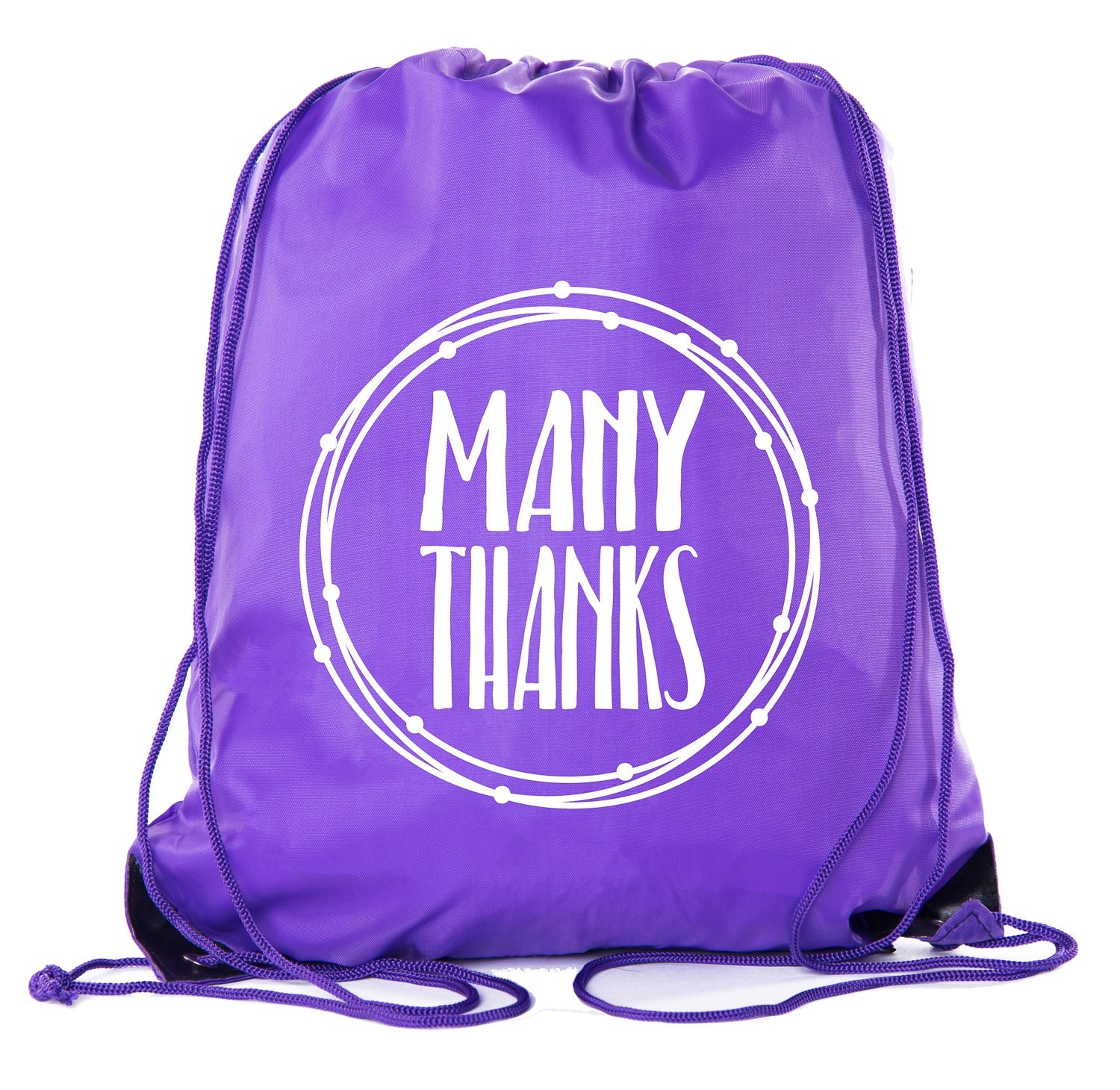 Many Thanks - Circle - Polyester Drawstring Bag - Mato & Hash