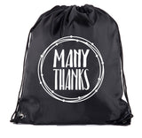 Many Thanks - Circle - Polyester Drawstring Bag