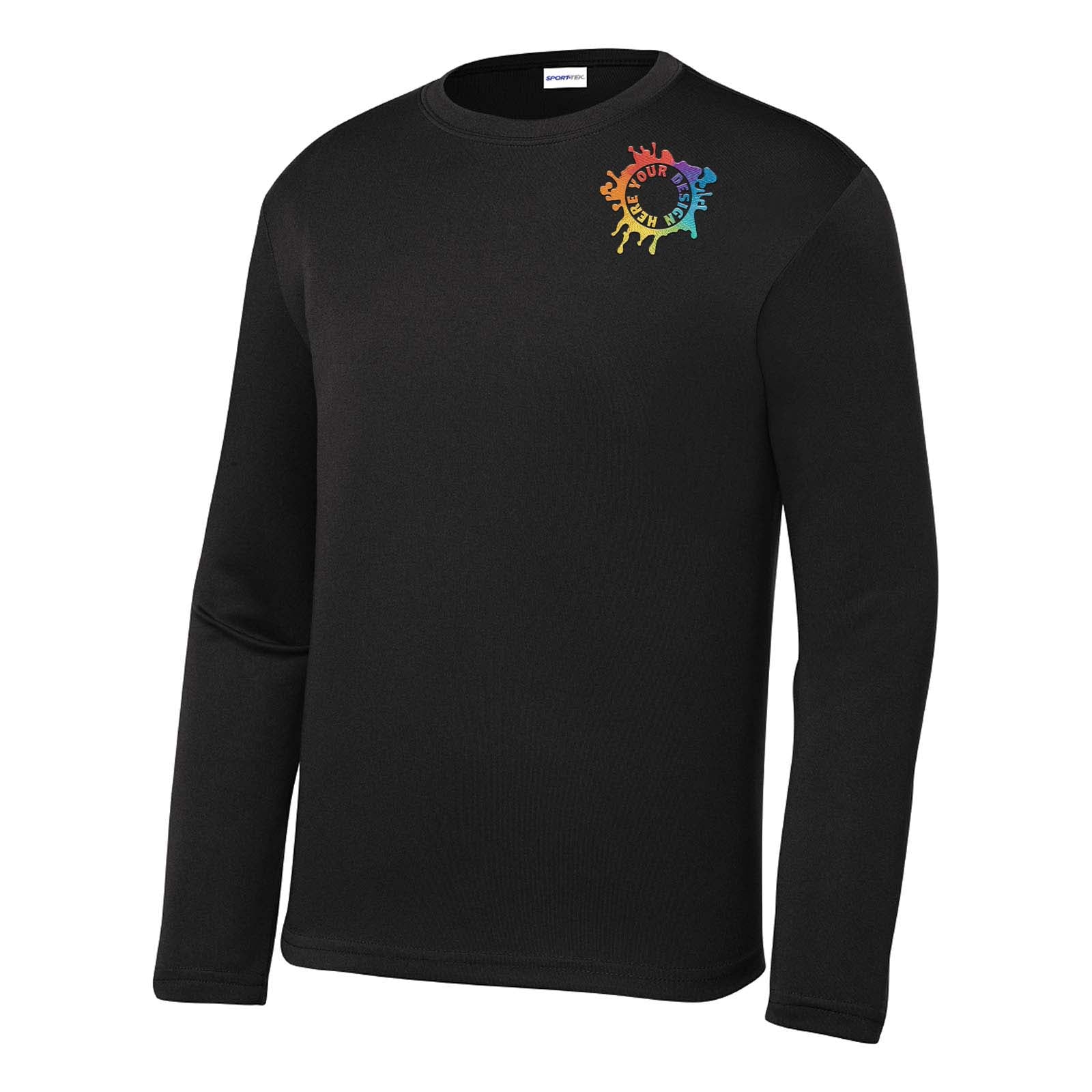 Mato & Hash Youth Unisex Performance Polyester Long Sleeve T-Shirt Embroidery - Mato & Hash