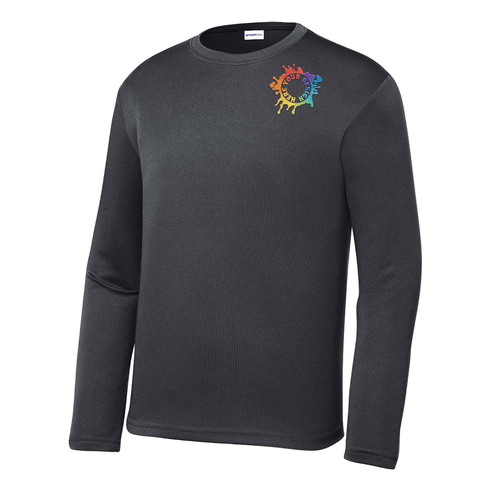 Mato & Hash Youth Unisex Performance Polyester Long Sleeve T-Shirt Embroidery - Mato & Hash