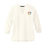 MERCER+METTLE™ Women's Stretch Crepe 3/4-Sleeve Blouse Embroidery - Mato & Hash
