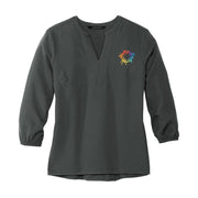MERCER+METTLE™ Women's Stretch Crepe 3/4-Sleeve Blouse Embroidery - Mato & Hash