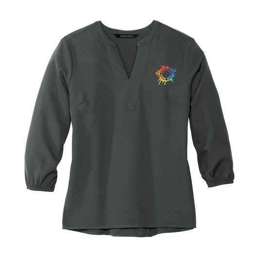 MERCER+METTLE™ Women's Stretch Crepe 3/4-Sleeve Blouse Embroidery - Mato & Hash