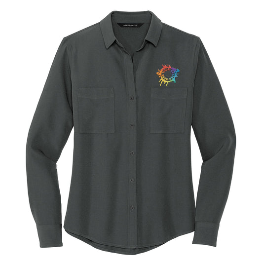 MERCER+METTLE™ Women's Stretch Crepe Long Sleeve Camp Blouse Embroidery - Mato & Hash