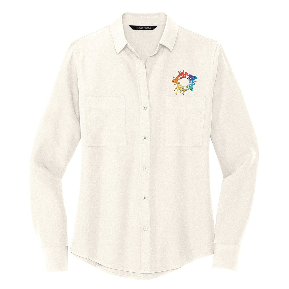 MERCER+METTLE™ Women's Stretch Crepe Long Sleeve Camp Blouse Embroidery - Mato & Hash