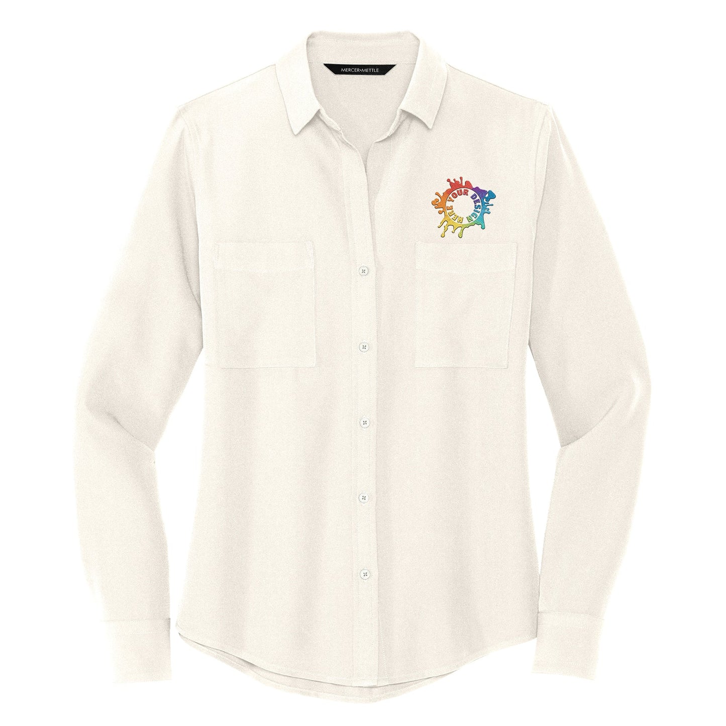 MERCER+METTLE™ Women's Stretch Crepe Long Sleeve Camp Blouse Embroidery - Mato & Hash