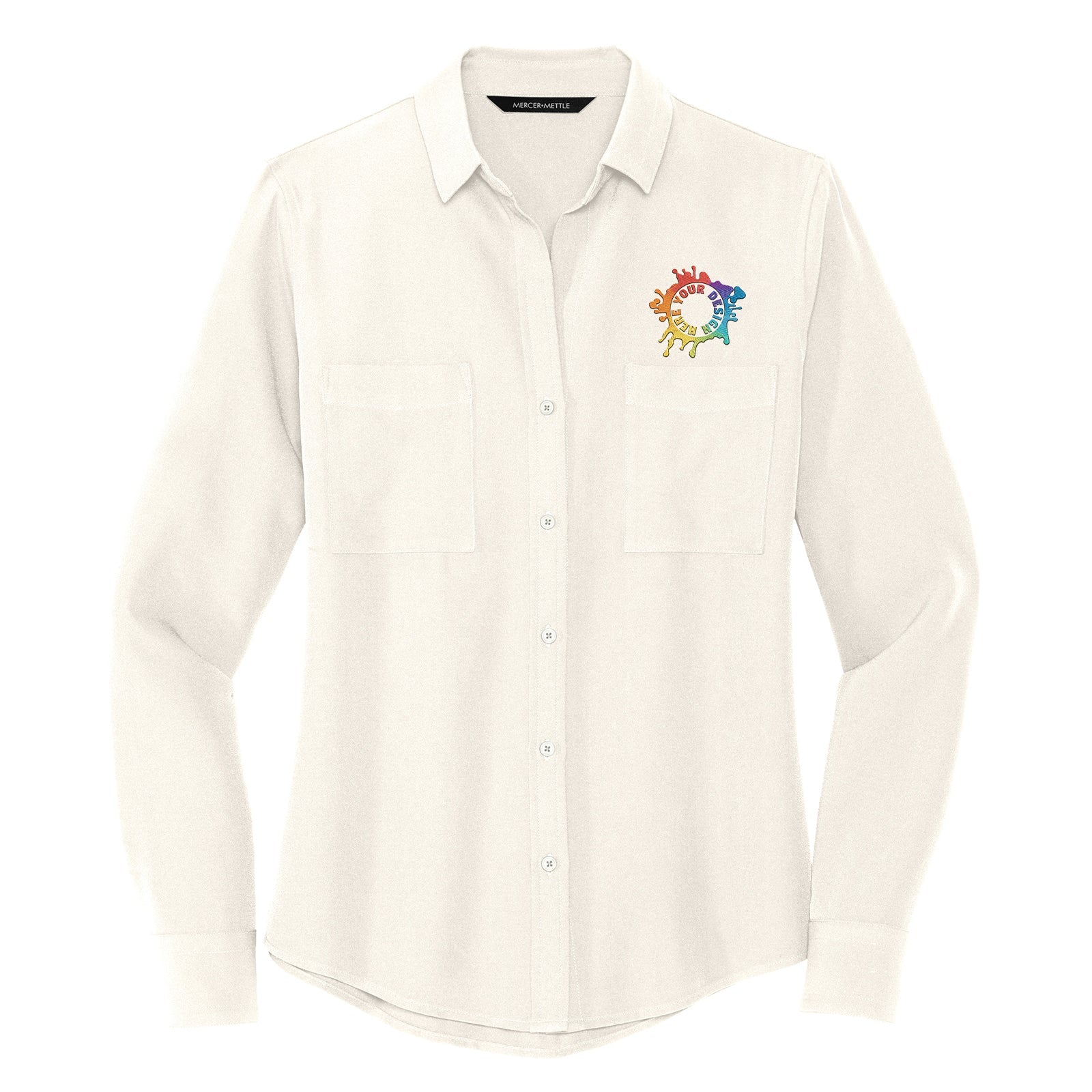 MERCER+METTLE™ Women's Stretch Crepe Long Sleeve Camp Blouse Embroidery - Mato & Hash