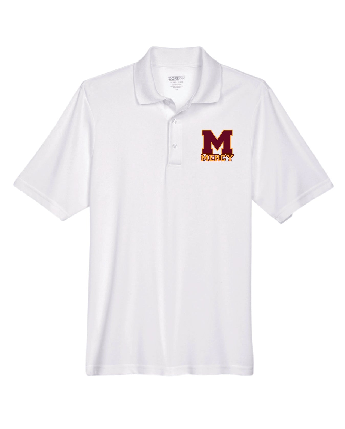 Mercy High School Core365 Men's Origin Performance 100% Polyester Piqué Polo T-Shirt Embroidery - Mato & Hash