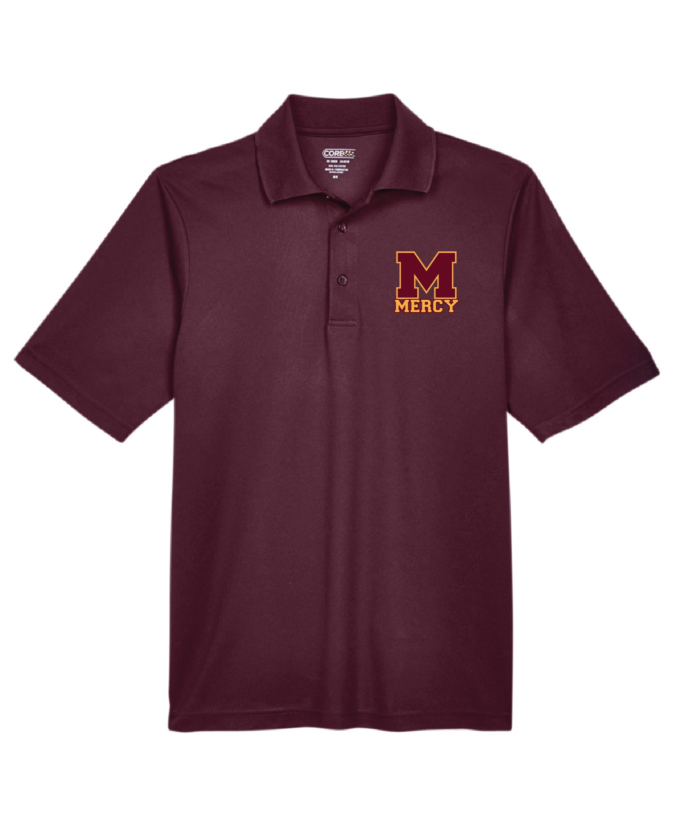 Mercy High School Core365 Men's Origin Performance 100% Polyester Piqué Polo T-Shirt Embroidery - Mato & Hash