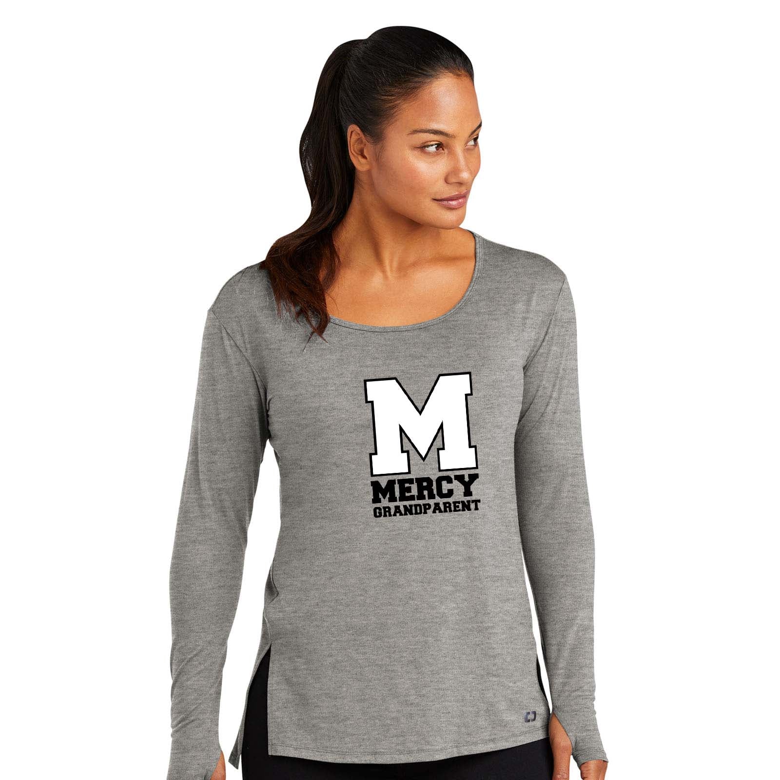 Mercy High School Crest OGIO Ladies Luuma Long Sleeve Tunic Printed - Mato & Hash