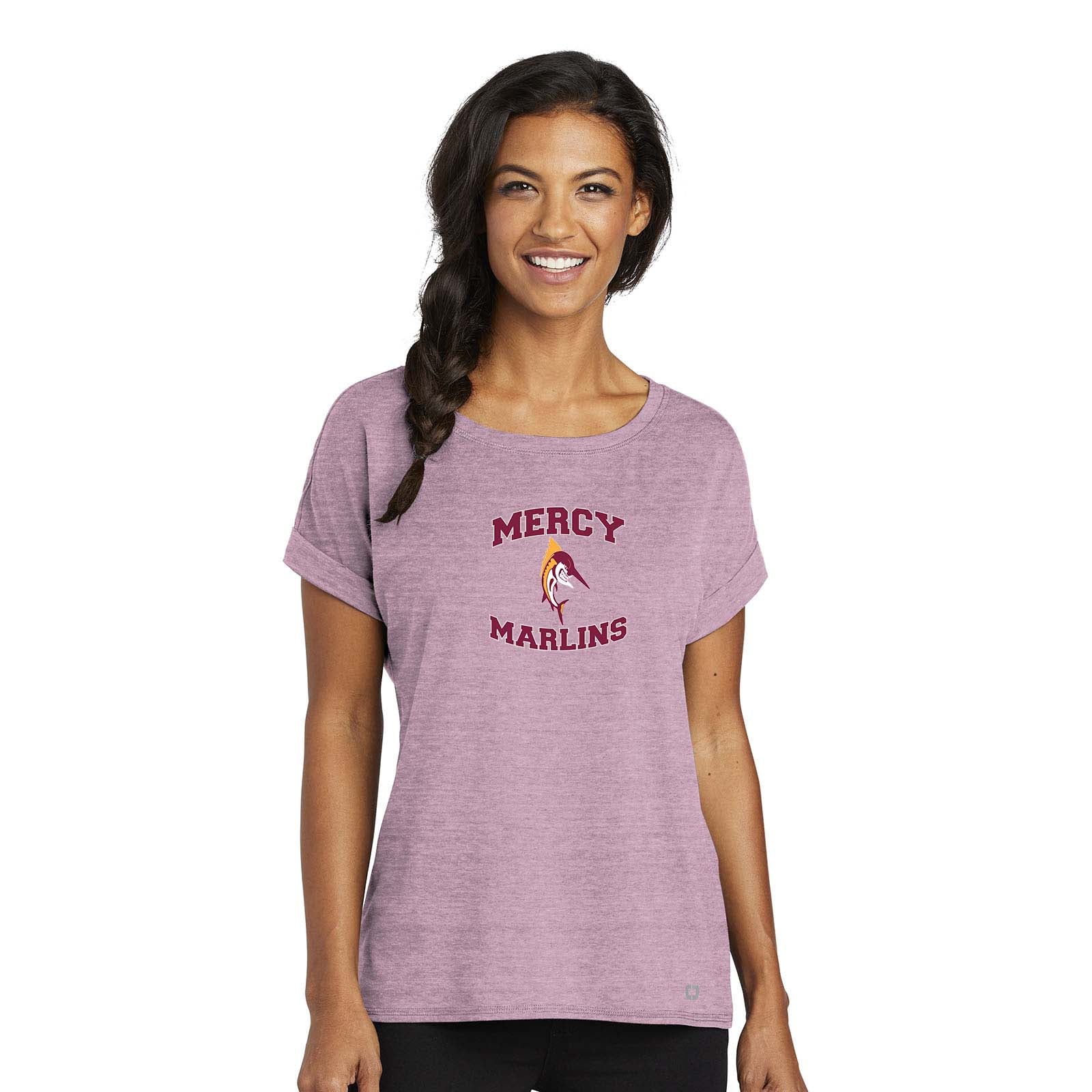 Mercy High School OGIO® Ladies Luuma Cuffed Short Sleeve Embroidered - Mato & Hash