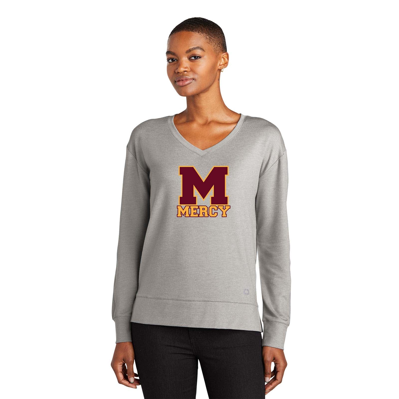 Mercy High School OGIO® Ladies Luuma Flex Long Sleeve V-Neck Embroidery - Mato & Hash