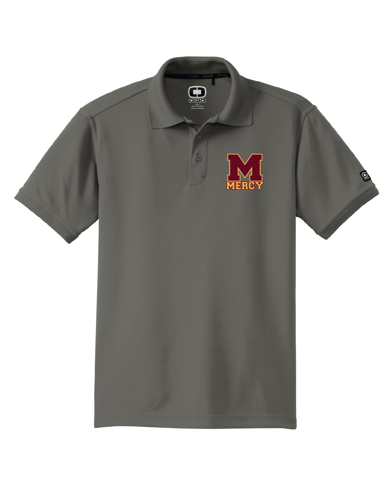 Mercy High School Ogio Men's 100% Polyester Caliber 2.0 Polo T-Shirt Embroidery - Mato & Hash