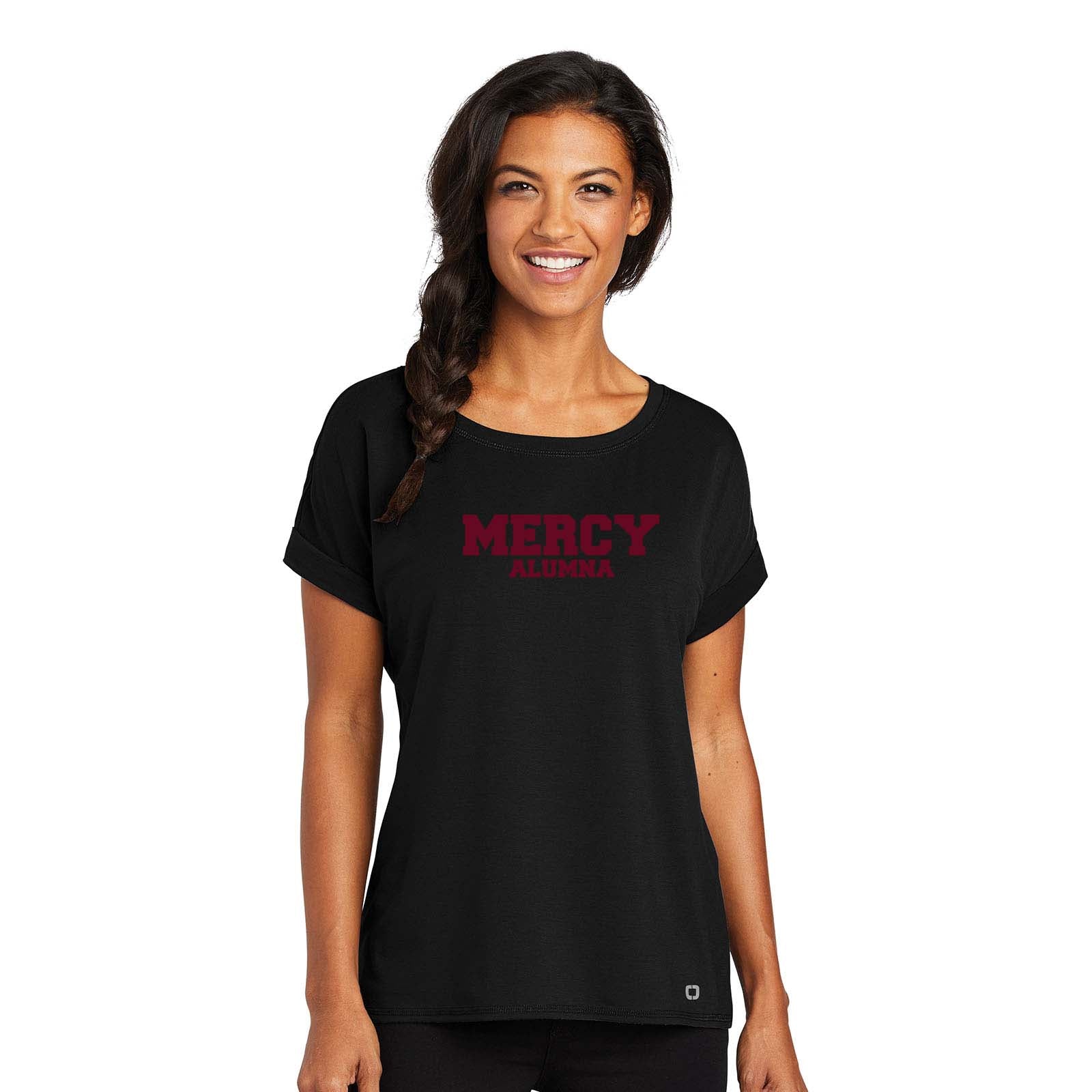 Mercy High School Spirit OGIO Ladies Luuma Cuffed Short Sleeve Printed - Mato & Hash