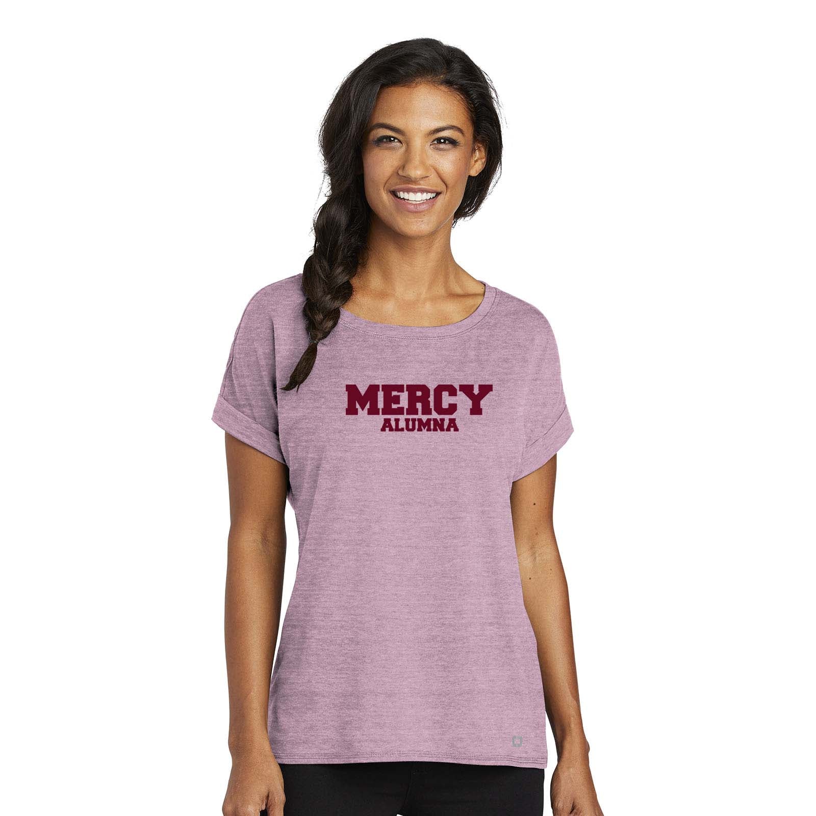 Mercy High School Spirit OGIO Ladies Luuma Cuffed Short Sleeve Printed - Mato & Hash