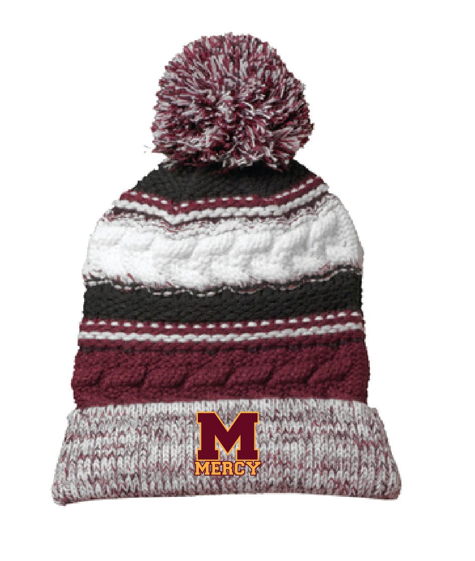 Mercy High School Sport-Tek® Pom Pom Team Beanie Embroidery - Mato & Hash