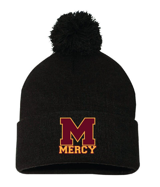Mercy High School Sportsman Pom-Pom 12" Knit Beanie Embroidery - Mato & Hash