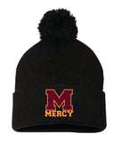 Mercy High School Sportsman Pom-Pom 12" Knit Beanie Embroidery - Mato & Hash