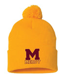 Mercy High School Sportsman Pom-Pom 12" Knit Beanie Embroidery - Mato & Hash