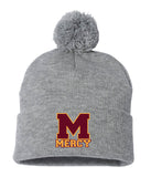 Mercy High School Sportsman Pom-Pom 12" Knit Beanie Embroidery - Mato & Hash