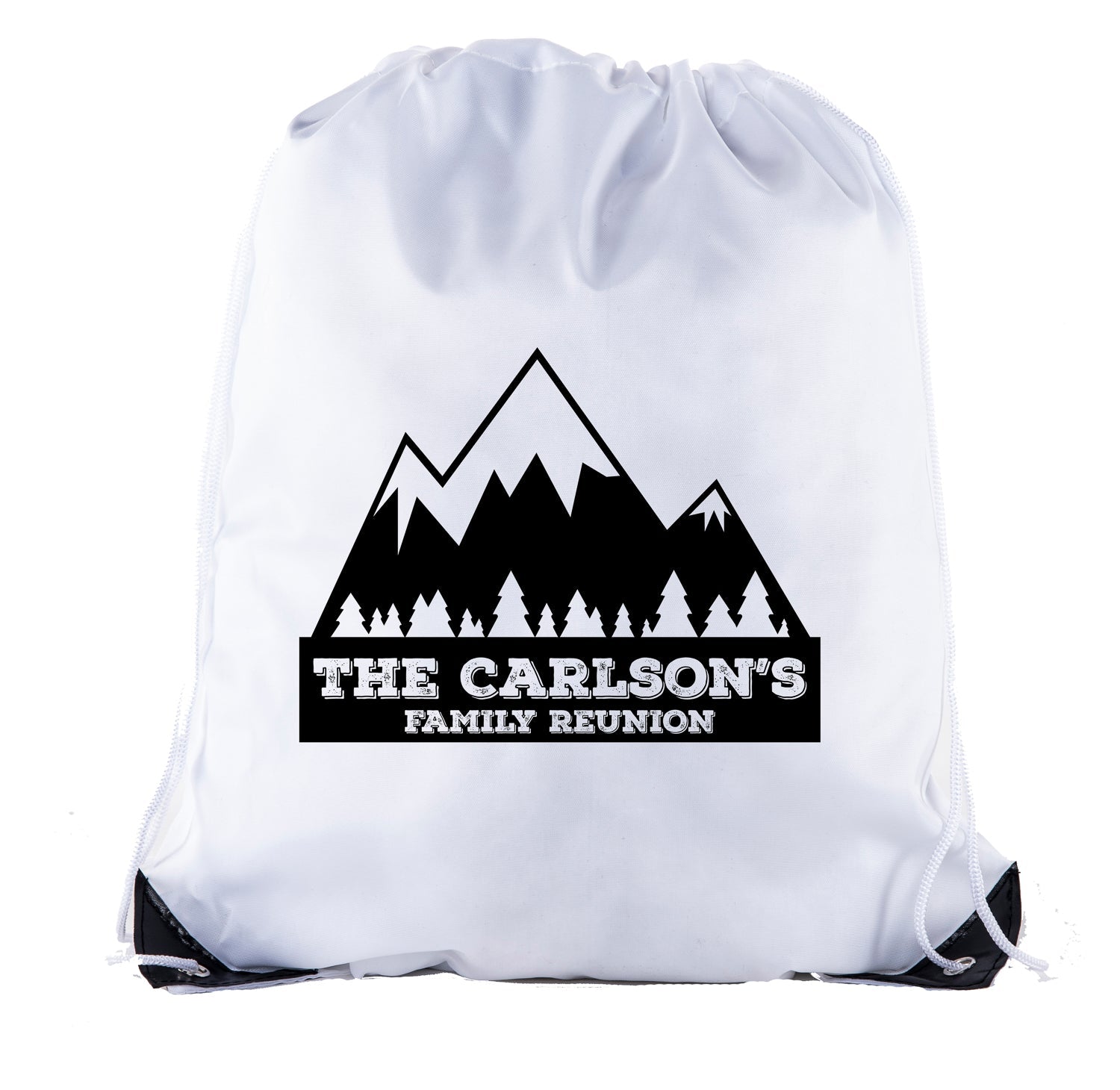 Mountains - Custom Name's Family Reunion Polyester Drawstring Bag - Mato & Hash