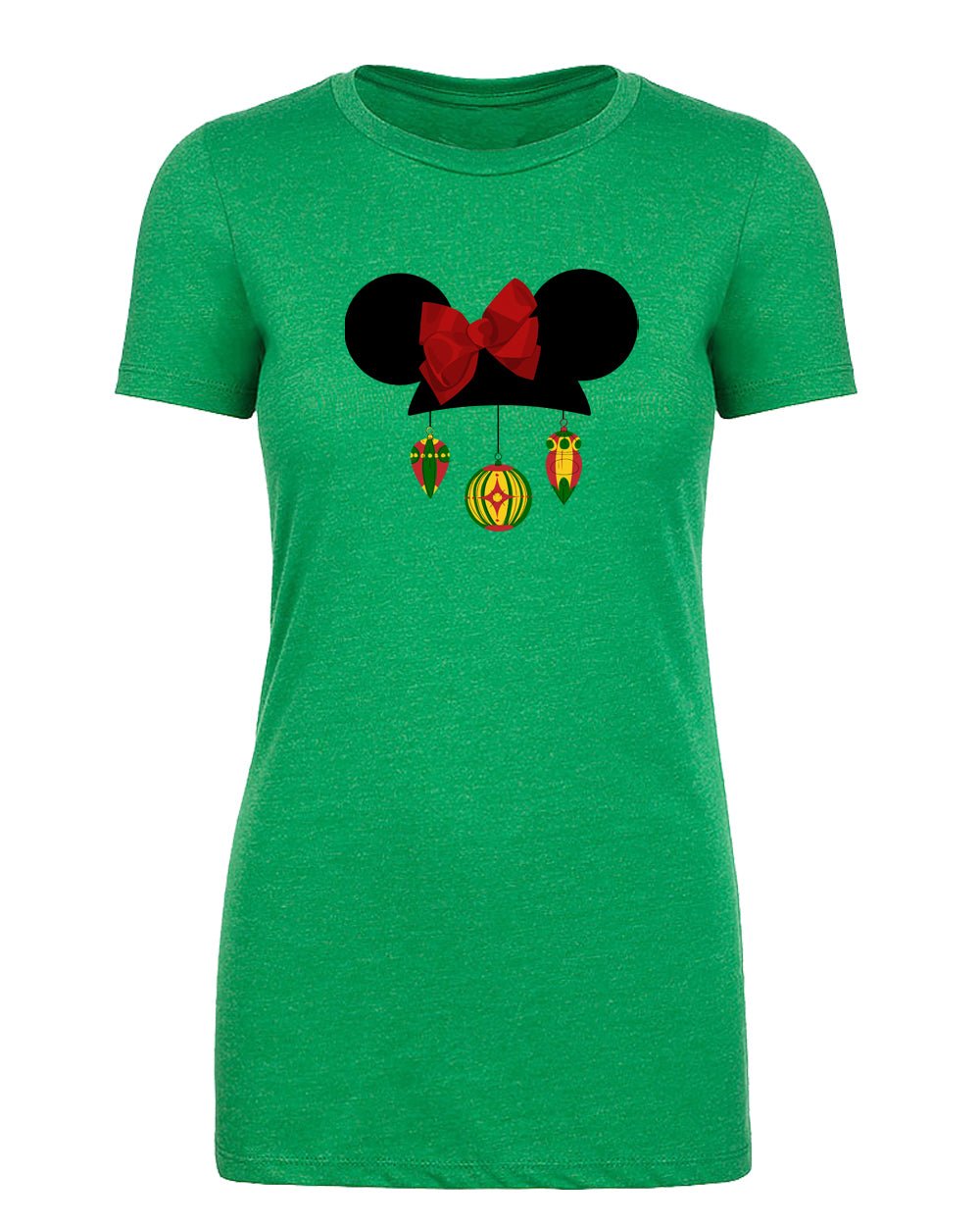 Mouse Ears + Bow & Ornaments Womens Christmas T Shirts - Mato & Hash