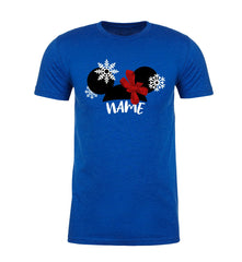 Mouse Ears + Bow & Snowflakes Custom Name Unisex T Shirts - Mato & Hash