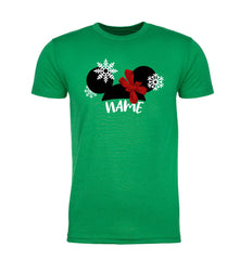Mouse Ears + Bow & Snowflakes Custom Name Unisex T Shirts - Mato & Hash