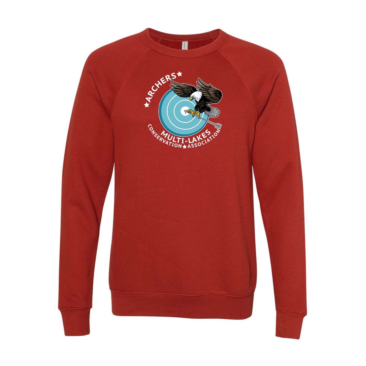 Multi-Lakes Bella + Canvas Unisex Cotton/Polyester Fleece Raglan Crewneck Sweatshirt Center Chest - Mato & Hash