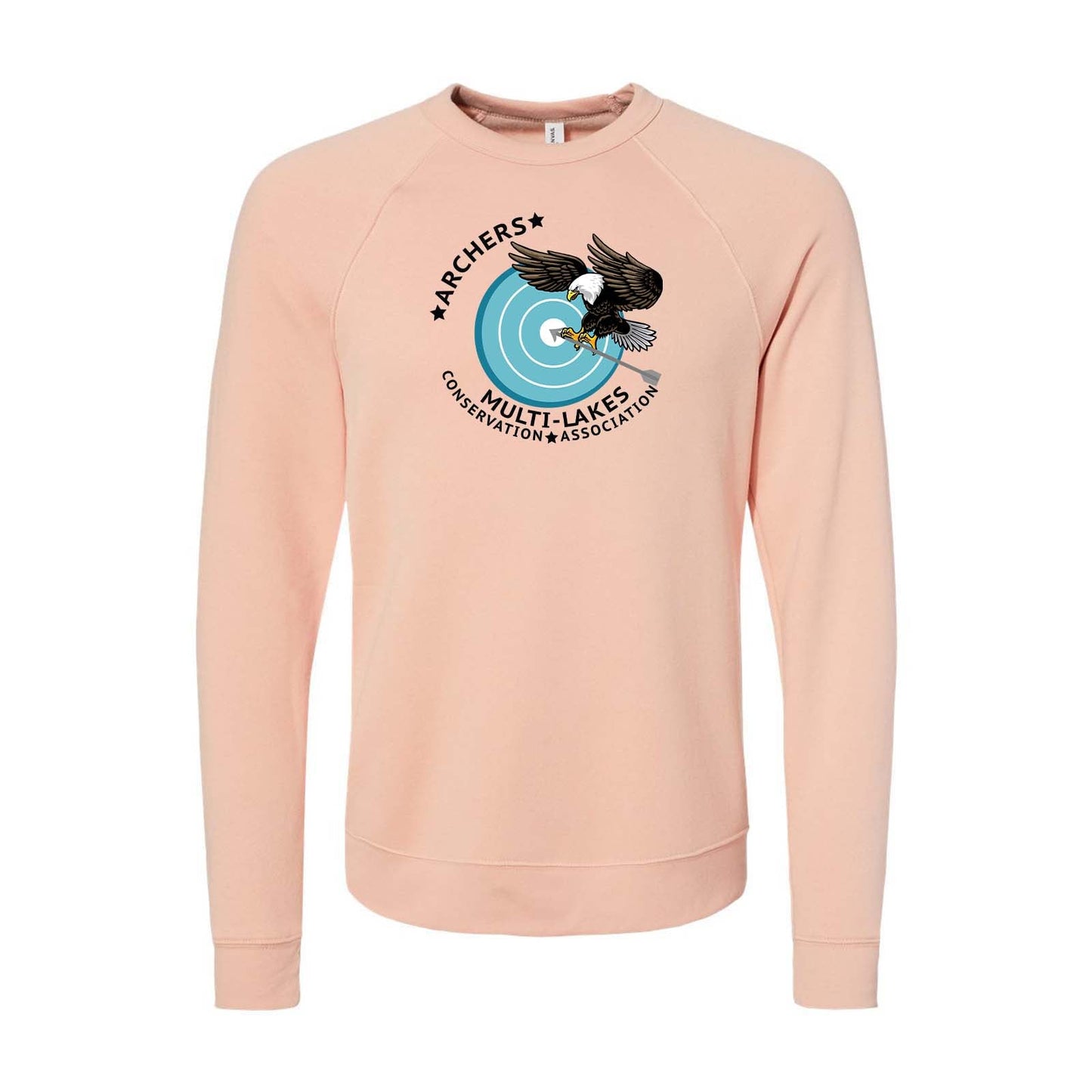 Multi-Lakes Bella + Canvas Unisex Cotton/Polyester Fleece Raglan Crewneck Sweatshirt Center Chest - Mato & Hash