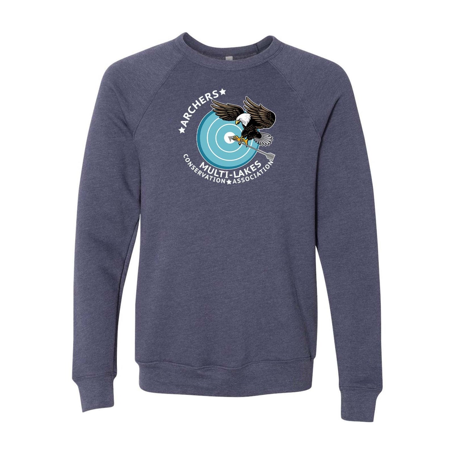 Multi-Lakes Bella + Canvas Unisex Cotton/Polyester Fleece Raglan Crewneck Sweatshirt Center Chest - Mato & Hash